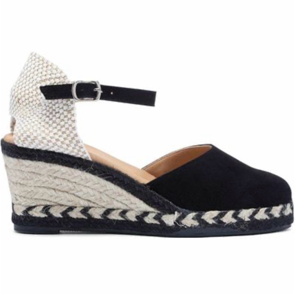 NWOB Women’s Paseart Black Suede Espadrille Wedge Size 7.5 (38)
